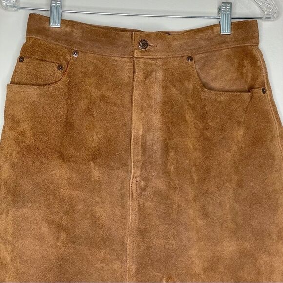 Ralph Lauren Vintage 100% genuine leather suede skirt VTG - Picture 3 of 12